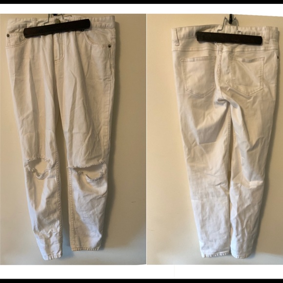 Free People Skinny Destroyed White Jeans 27 S M - Picture 2 of 2